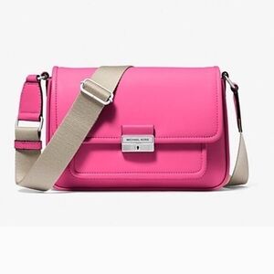 Michael Kors Fuchsia Crossbody Bag with Beige Strap